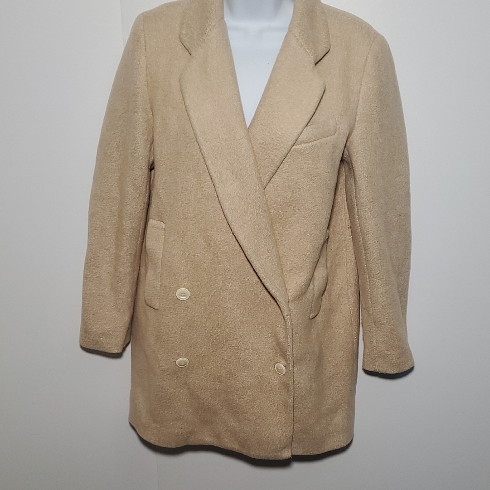Zara Cotton Blend Double-Breasted Tan Trench Coat Size XS